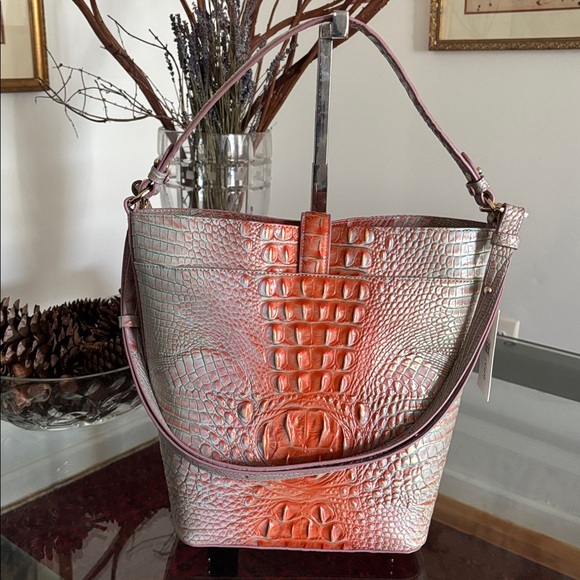 Brahmin Shira Bucket Bag Flirty Melbourne Croc-Embossed Leather NWT - Picture 5 of 10